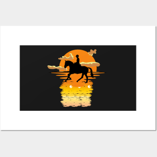 Horse Love,Horse Lover,Riding Horse in Sunset Posters and Art